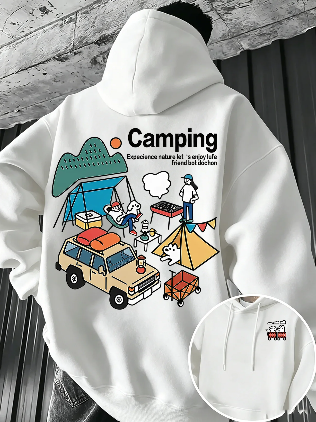 Streetwear Brand Vintage - Felpa con cappuccio da campeggio vintage